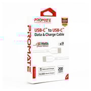Promate USB-C To USB-C Cable 2m White Promate USB-C To USB-C Cable 2m White