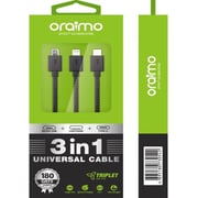 Oraimo 3In1 Lightining &Type C & Micro USB Cable 1m Black Oraimo 3In1 Lightining &Type C & Micro USB Cable 1m Black