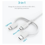 Anker Powerline ii USB-A To 3 In 1 Charging Cable - White Anker Powerline ii USB-A To 3 In 1 Charging Cable - White