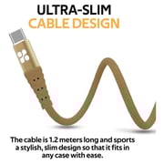 Promate USB-A To USB-C Cable 1.2m Gold Promate USB-A To USB-C Cable 1.2m Gold