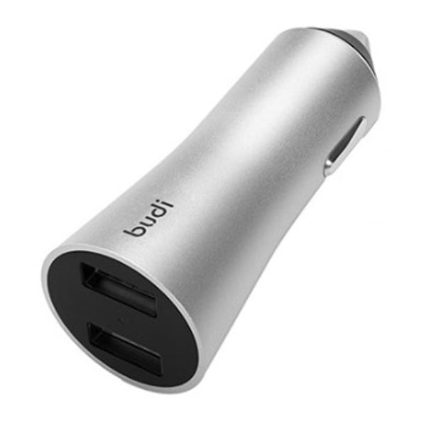 Budi 2 Port Car Charger Silver Budi 2 Port Car Charger Silver