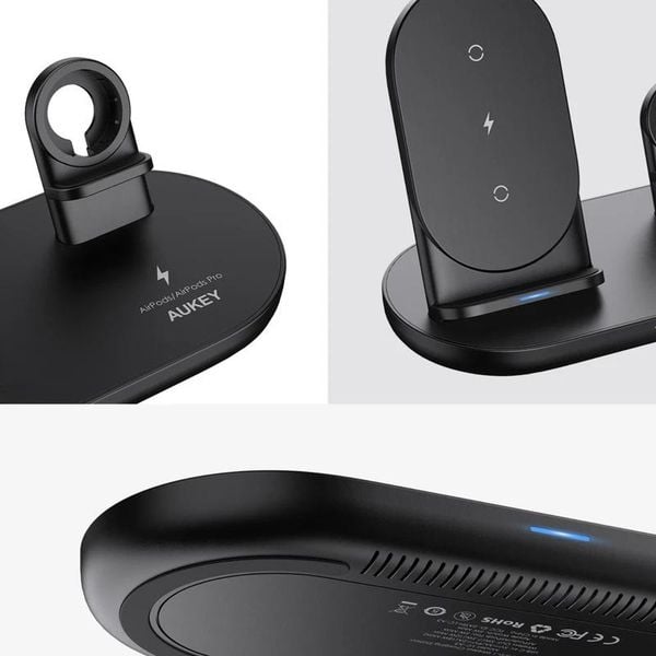 Aukey 3-in-1 Wireless Charging Station Black Aukey 3-in-1 Wireless Charging Station Black