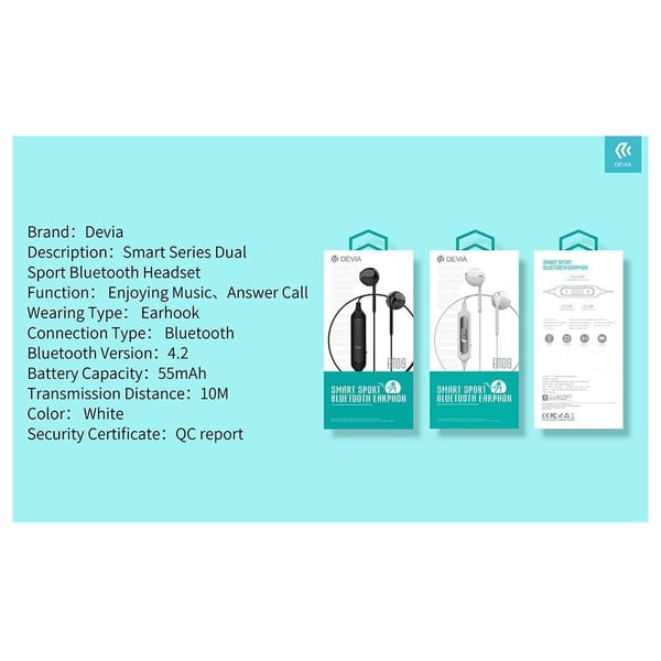 Devia HP24B Smart Bluetooth Dual Earphone - Black Devia HP24B Smart Bluetooth Dual Earphone - Black