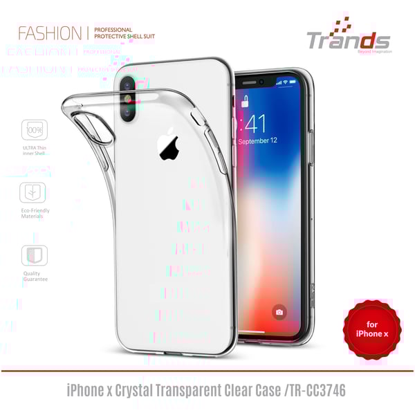 Trands Crystal Transparent Clear Case For iPhone X - TRCC3746 Trands Crystal Transparent Clear Case For iPhone X - TRCC3746
