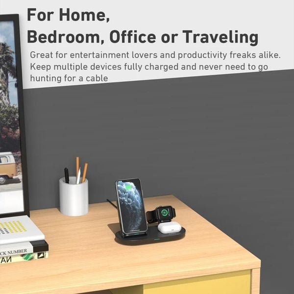 Aukey 3-in-1 Wireless Charging Station Black Aukey 3-in-1 Wireless Charging Station Black