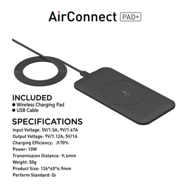 Smart Air Connect Wireless Charging Pad 10W - Black Smart Air Connect Wireless Charging Pad 10W - Black