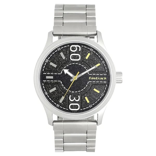 Fastrack Road Trip Black Dial Stainless Steel Strap Watch - 3197SM02 Fastrack Road Trip Black Dial Stainless Steel Strap Watch - 3197SM02