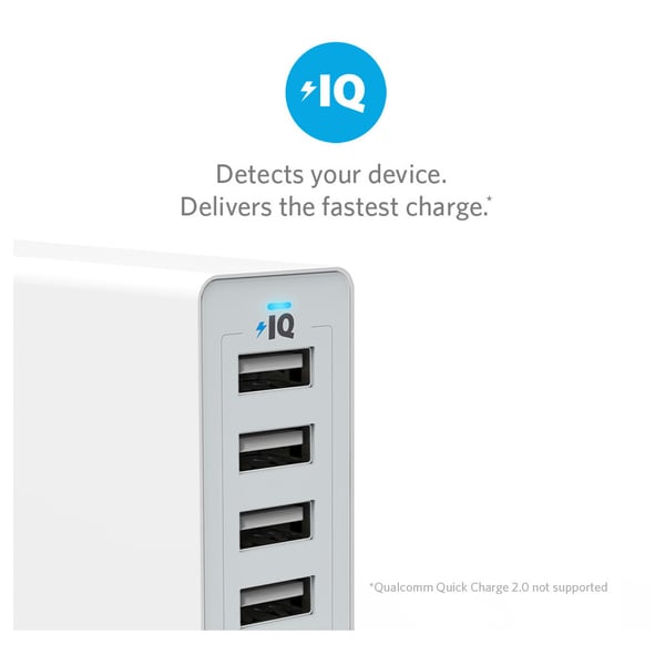 Anker Powerport QC60W 6 Port Wall Adapter White - ANA2123K22 Anker Powerport QC60W 6 Port Wall Adapter White - ANA2123K22