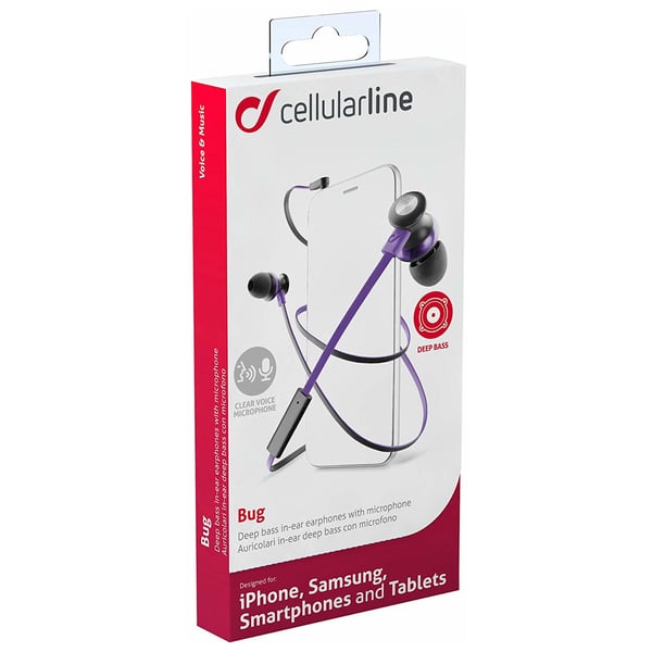 Cellular Line In Ear Headset Black/Purple Cellular Line In Ear Headset Black/Purple