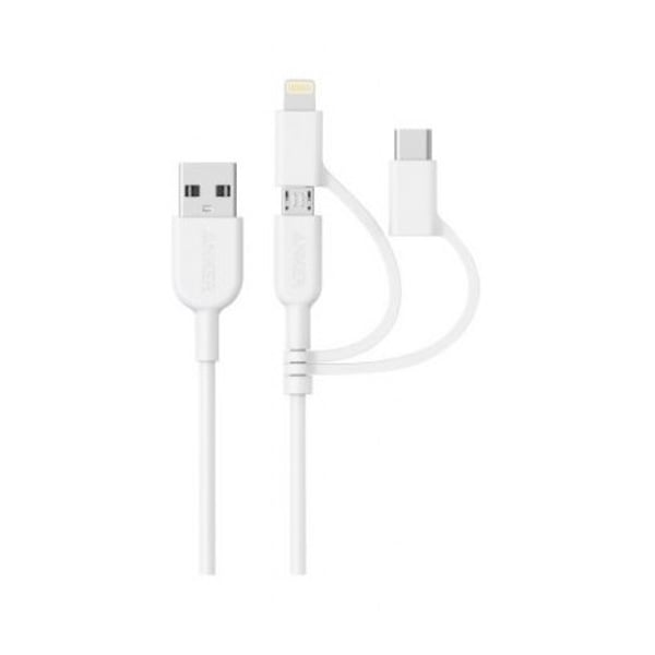 Anker Powerline ii USB-A To 3 In 1 Charging Cable - White Anker Powerline ii USB-A To 3 In 1 Charging Cable - White