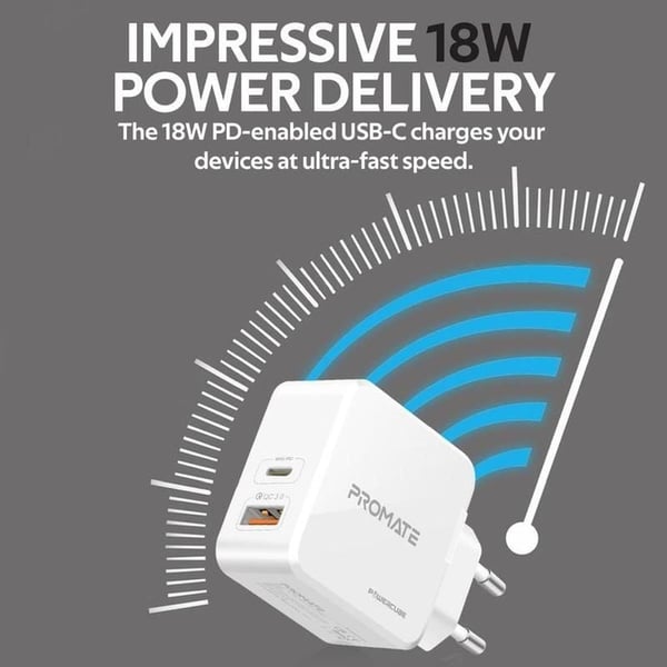 Promate Wall Charger UK 17cm White Promate Wall Charger UK 17cm White
