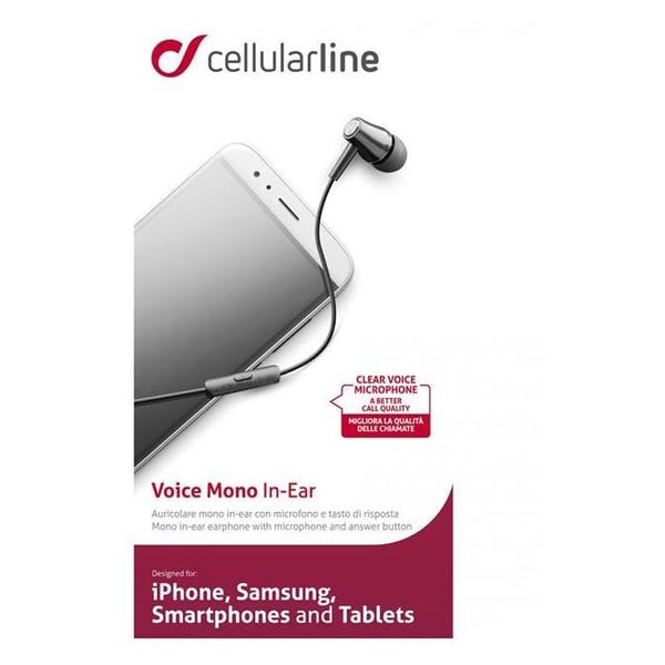 Cellular Line Wired Mono In Ear Headset Black Cellular Line Wired Mono In Ear Headset Black