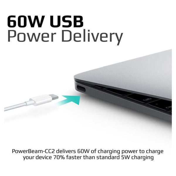 Promate USB-C To USB-C Cable 2m White Promate USB-C To USB-C Cable 2m White