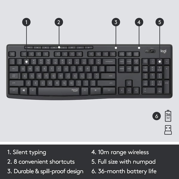 Logitech MK295 Wireless Keyboard + Mouse Combo Black Logitech MK295 Wireless Keyboard + Mouse Combo Black