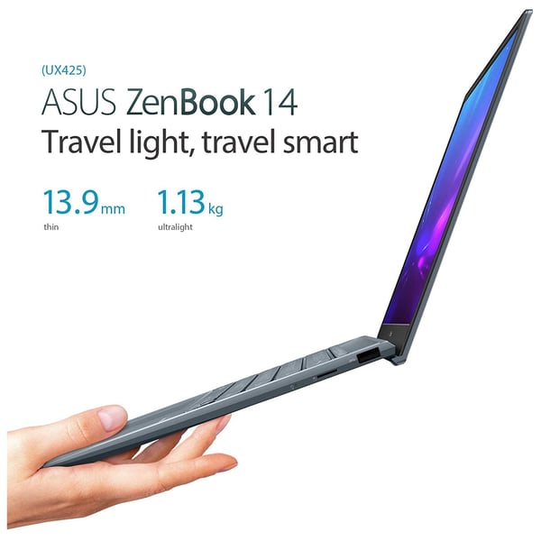 Asus ZenBook 14 UX425EA-HM053T Laptop - Core i5 2.4GHz 8GB 512GB Win10 14inch FHD Pine Grey Asus ZenBook 14 UX425EA-HM053T Laptop - Core i5 2.4GHz 8GB 512GB Win10 14inch FHD Pine Grey