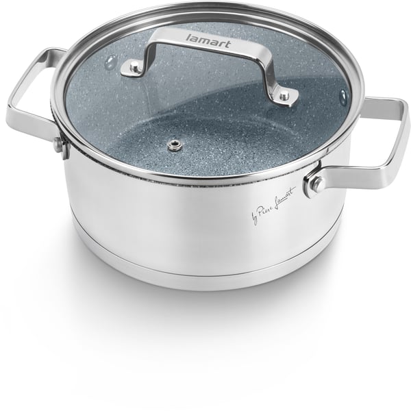 Lamart LT1101 Stoness Casserole With LID 16cm Grey Lamart LT1101 Stoness Casserole With LID 16cm Grey