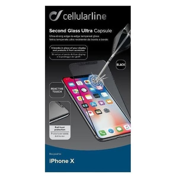 Cellular Line Tempered Glass Screen Protector Black Frame For Apple iPhone X Cellular Line Tempered Glass Screen Protector Black Frame For Apple iPhone X