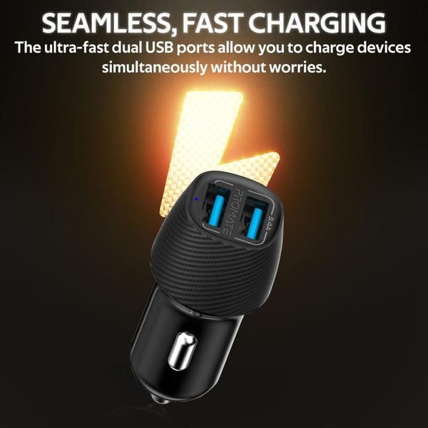 Promate Dual USB Car Charger Black Promate Dual USB Car Charger Black