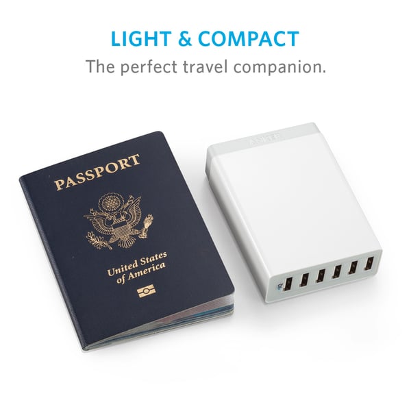 Anker Powerport QC60W 6 Port Wall Adapter White - ANA2123K22 Anker Powerport QC60W 6 Port Wall Adapter White - ANA2123K22