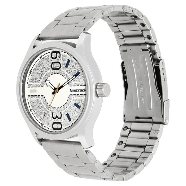 Fastrack Road Trip White Printed Dial Stainless Steel Strap Watch - 3197SM01 Fastrack Road Trip White Printed Dial Stainless Steel Strap Watch - 3197SM01