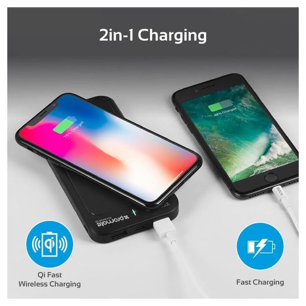 Promate AURAVOLT10+ Wireless Charging Power Bank 10000mAh Black Promate AURAVOLT10+ Wireless Charging Power Bank 10000mAh Black