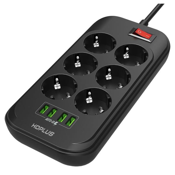 HDPLUS HD6403 Power Strip with 6 Sockets and 3 USB Ports 2500W HDPLUS HD6403 Power Strip with 6 Sockets and 3 USB Ports 2500W