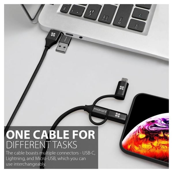 Promate 6In1 Hybrid Multi Connector Cable 1.2m Black Promate 6In1 Hybrid Multi Connector Cable 1.2m Black
