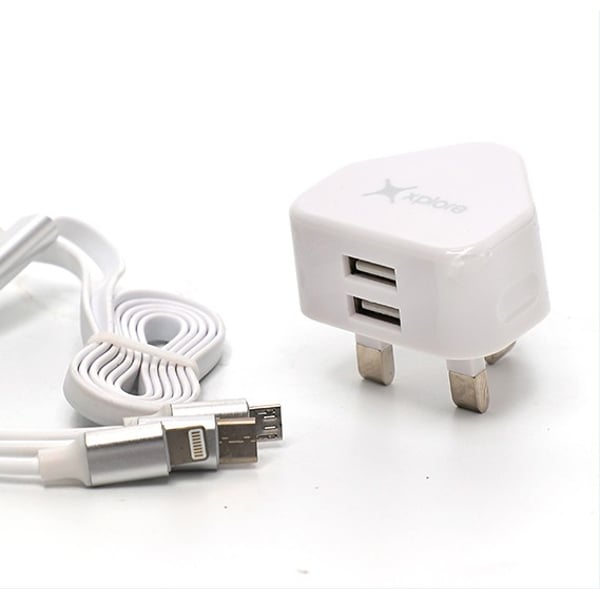 Xplore Homer Charger w/3in1 Cable White Xplore Homer Charger w/3in1 Cable White