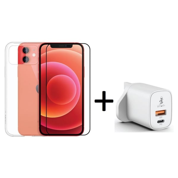 Smart I12BNPD Clear Case For iP 12Pro/12 + Screen Protector + Wall Charger White Smart I12BNPD Clear Case For iP 12Pro/12 + Screen Protector + Wall Charger White