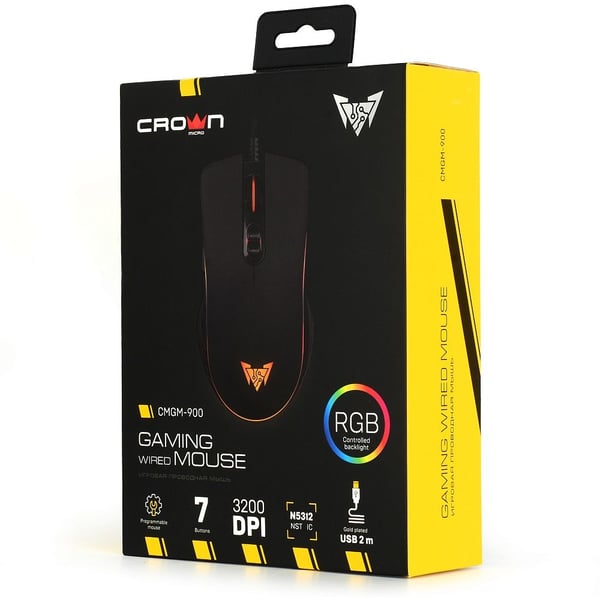 Crown Gaming Wired Mouse 2m Black Crown Gaming Wired Mouse 2m Black