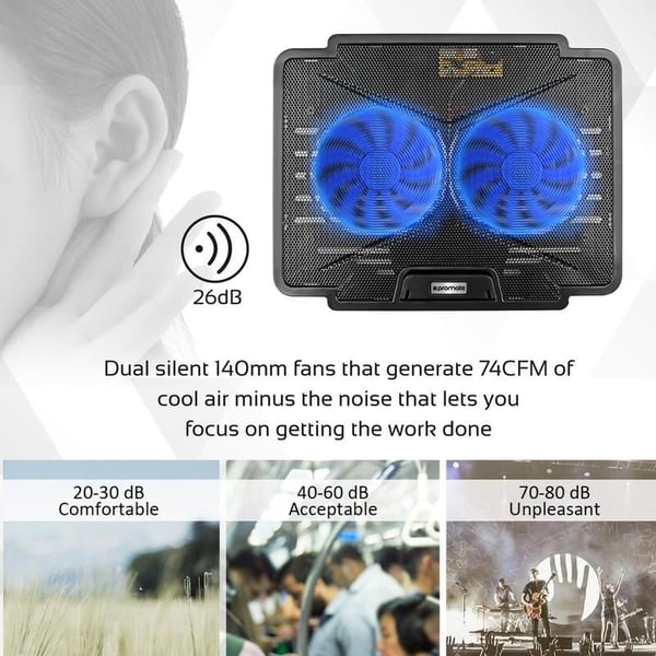 Promate Laptop Cooling Pad Silent Fan Technology Black Promate Laptop Cooling Pad Silent Fan Technology Black