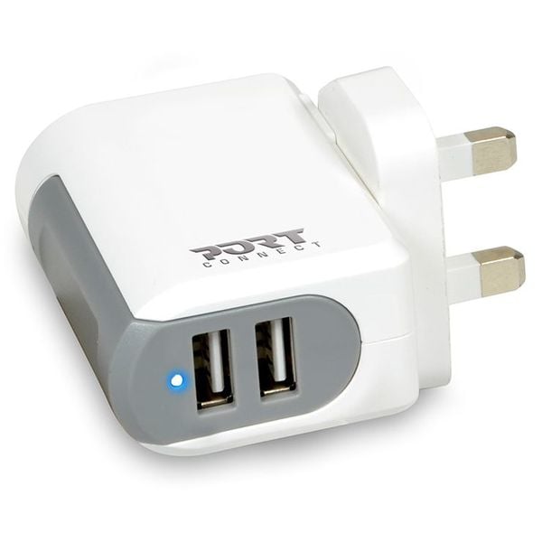 Port Dual USB Wall Charger White Port Dual USB Wall Charger White