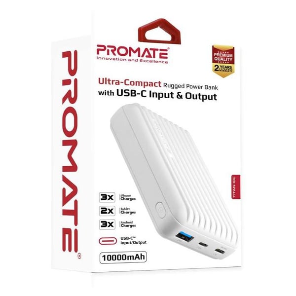 Promate Power Bank 10000mAh White Promate Power Bank 10000mAh White