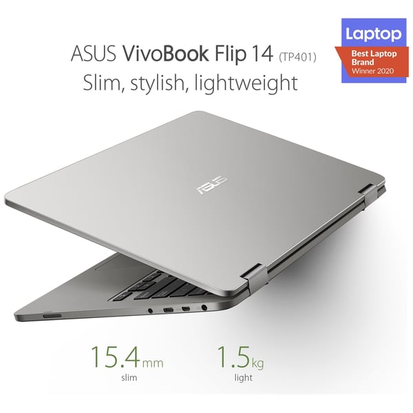 Asus TP401MA-EC340TS 2-in-1 Laptop - Celeron 1.1GHz 4GB 128GB Win10 14inch FHD Light Grey English/Arabic Keyboard Asus TP401MA-EC340TS 2-in-1 Laptop - Celeron 1.1GHz 4GB 128GB Win10 14inch FHD Light Grey English/Arabic Keyboard