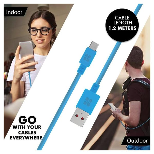 Promate USB-A To Micro-USB Cable 2m Blue Promate USB-A To Micro-USB Cable 2m Blue