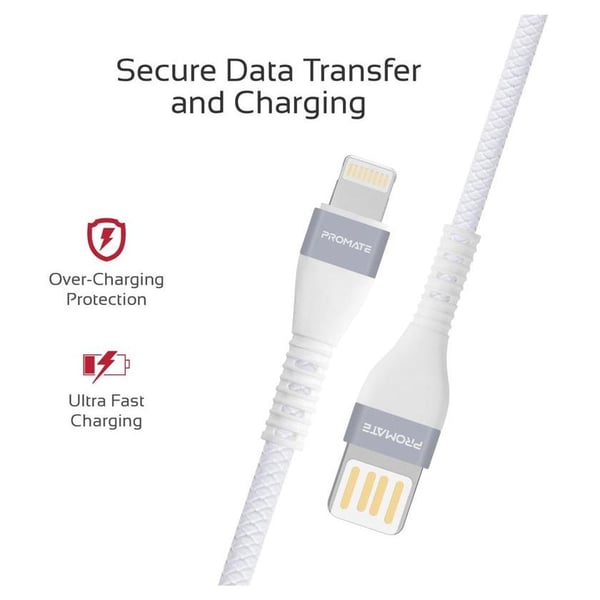 Promate Lightning Cable 1.2m Cable White Promate Lightning Cable 1.2m Cable White
