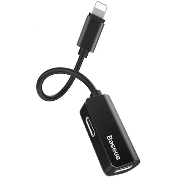 Baseus IP Male To Double IP Female Audio Converter Black Baseus IP Male To Double IP Female Audio Converter Black