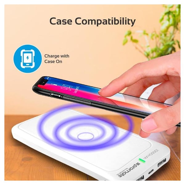 Promate AURAVOLT10+ Wireless Charging Power Bank 10000mAh White Promate AURAVOLT10+ Wireless Charging Power Bank 10000mAh White