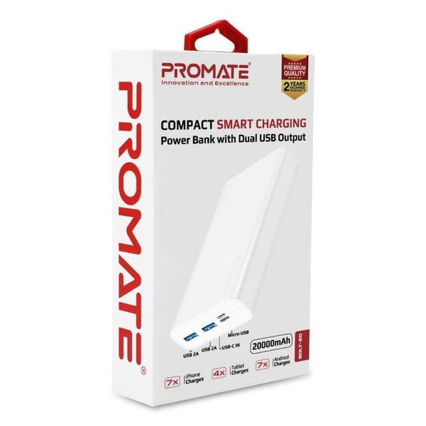 Promate Power Bank 20000mAh White Promate Power Bank 20000mAh White