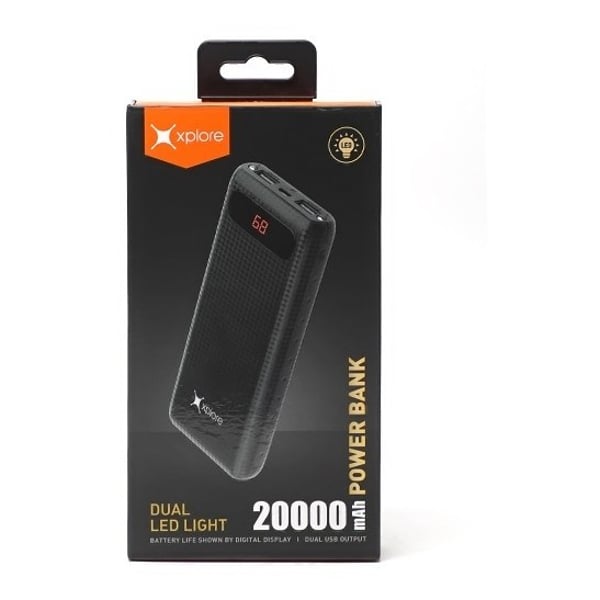 Xplore Power Bank 20000mAh Dual LED Light - Black Xplore Power Bank 20000mAh Dual LED Light - Black