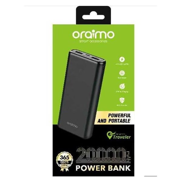 Oraimo Traveler Dual USB 20000mAh Powerbank Black Oraimo Traveler Dual USB 20000mAh Powerbank Black