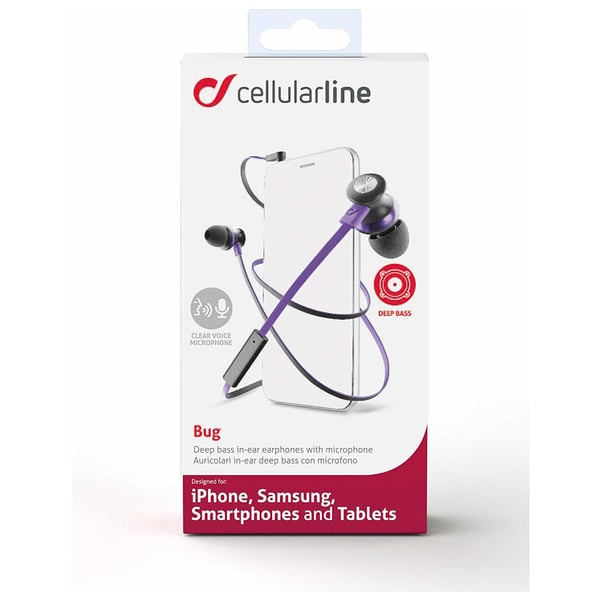 Cellular Line In Ear Headset Black/Purple Cellular Line In Ear Headset Black/Purple