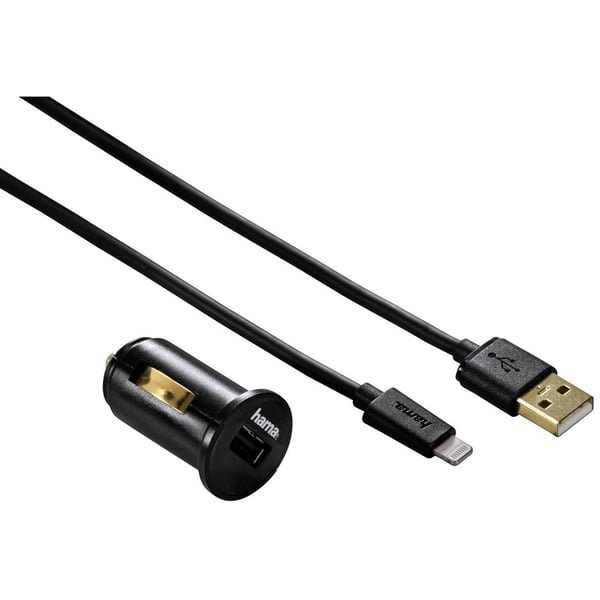 Hama U6108995 Car Charger W/Lightning Cable Black Hama U6108995 Car Charger W/Lightning Cable Black