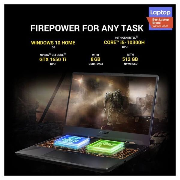 Asus FX506LI-BQ057T Gaming Laptop - Core i5 2.5GHz 8GB 512GB 4GB Win10 15.6inch FHD Black English/Arabic Keyboard Asus FX506LI-BQ057T Gaming Laptop - Core i5 2.5GHz 8GB 512GB 4GB Win10 15.6inch FHD Black English/Arabic Keyboard
