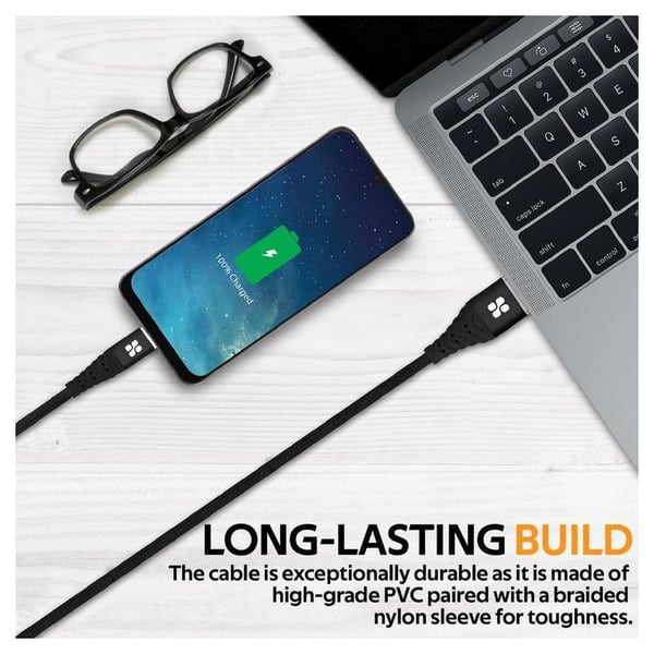 Promate USB-A To USB-C Cable 1.2m Black Promate USB-A To USB-C Cable 1.2m Black