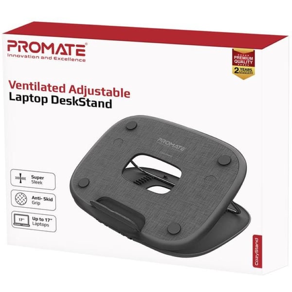 Promate Ventilated Adjustable Laptop Desk Stand Black Promate Ventilated Adjustable Laptop Desk Stand Black
