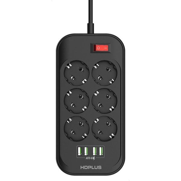 HDPLUS HD6403 Power Strip with 6 Sockets and 3 USB Ports 2500W HDPLUS HD6403 Power Strip with 6 Sockets and 3 USB Ports 2500W