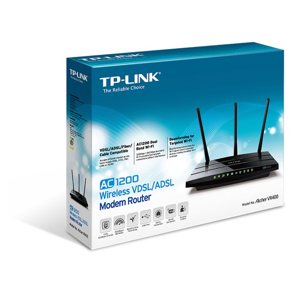 TP-Link ARCHER VR400 AC1200 Wireless VDSL/ADSL Modem Router TP-Link ARCHER VR400 AC1200 Wireless VDSL/ADSL Modem Router