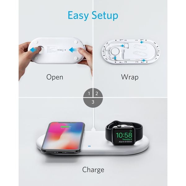 Anker Powerwave+ Pad With Watch Holder White Anker Powerwave+ Pad With Watch Holder White