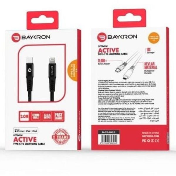 Baykron USB Type-C To Lightning Cable 2m Black Baykron USB Type-C To Lightning Cable 2m Black